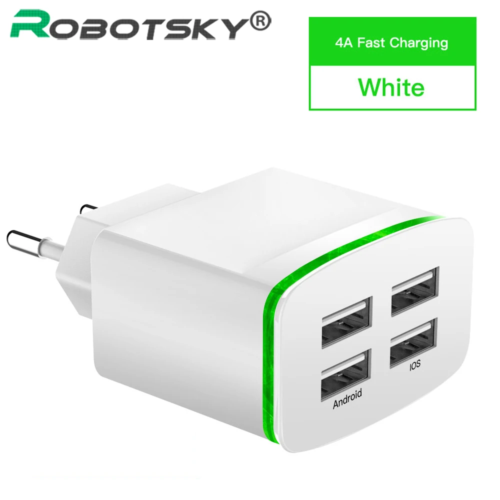 

4 USB Port Wall Charger Adapter 5V 4A EU Plug Fast Charger For iPad Pro Samsung Huawei Xiaomi Charge Adapter 4 Port USB