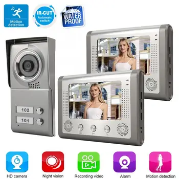 

Apartment 2 Units Wired Video Door Audio Visual Intercom System SY801MC12 110V-240V Hot