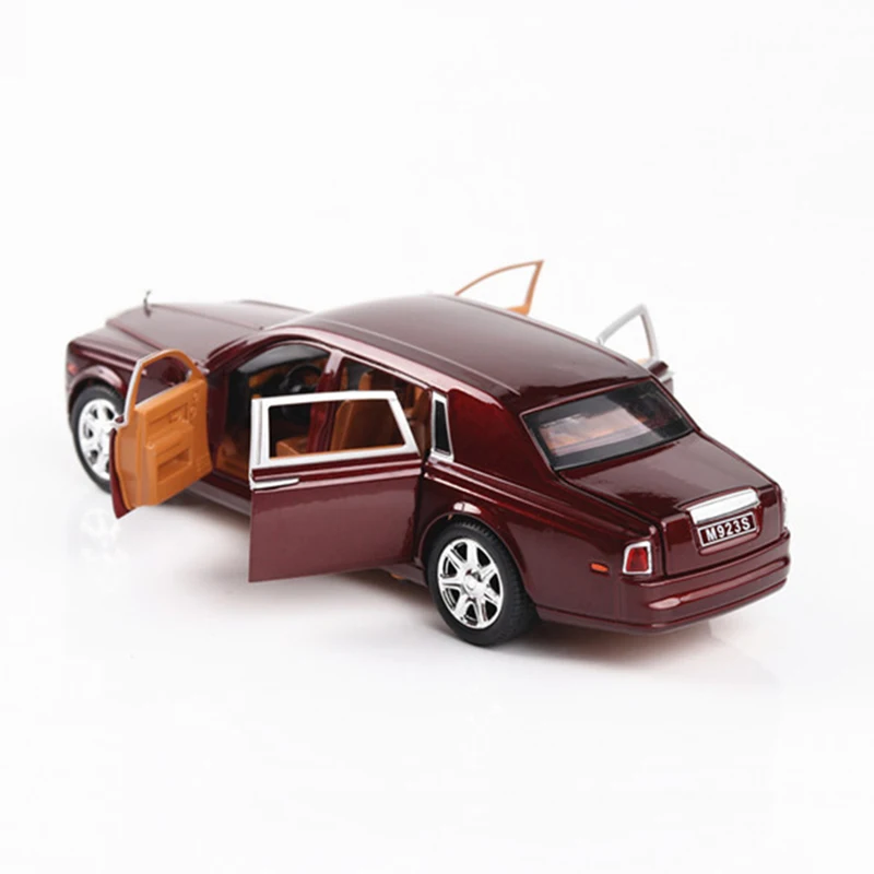 1:24 Diecast Alloy Car Model Rolls Royce Phantom Metal Toy Car Wheels Simulation Sound Light Pull Back Car Collection Kids Gift