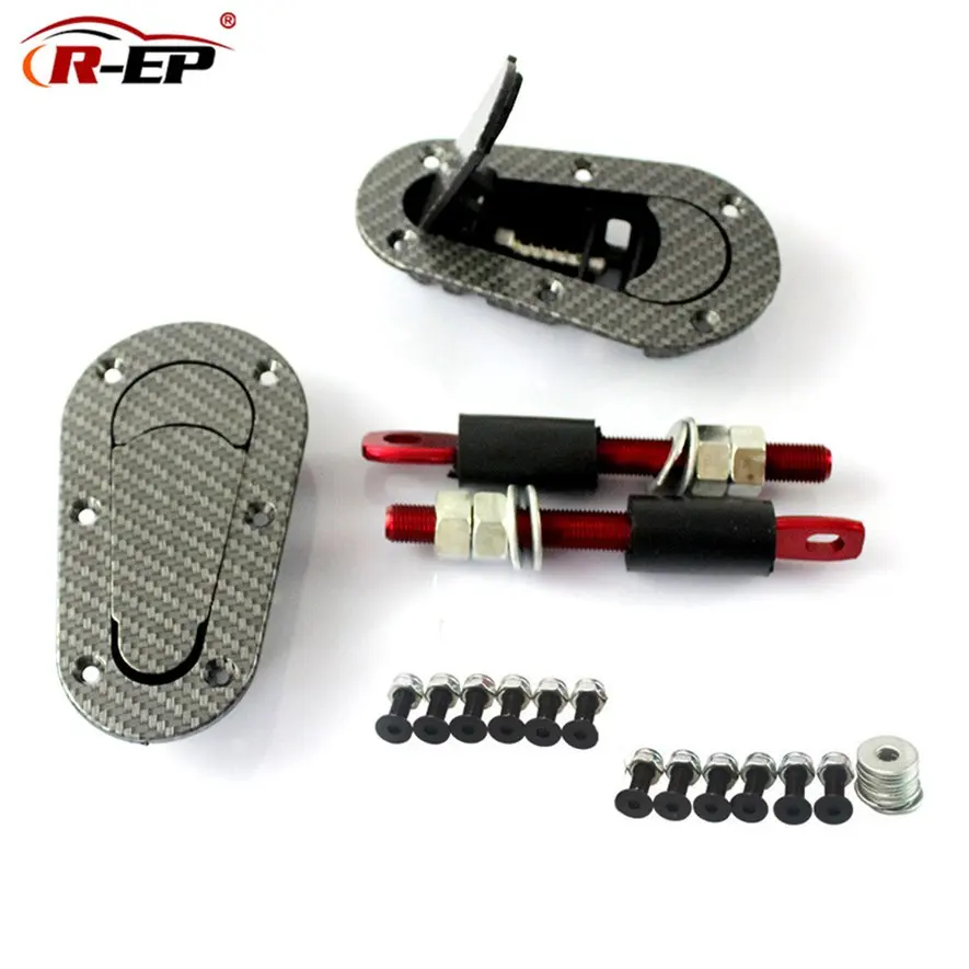 

Universal Engine Cover Lock For Racing Car Carbon Fiber Pattern Flush Hood Latch Pin Key Locking Kit Automobile Accessories