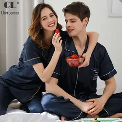 CherLemon Pijama пикантные шелковистые атласная пижама Mr and Mrs Домашняя одежда пары Loungewear летние шорты рукавом пижамы Мода 2019 г