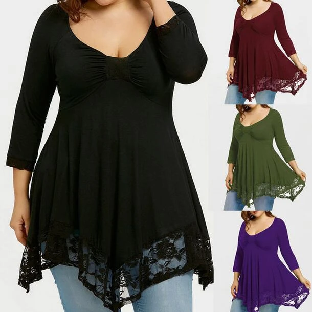 plus size lace tunic tops