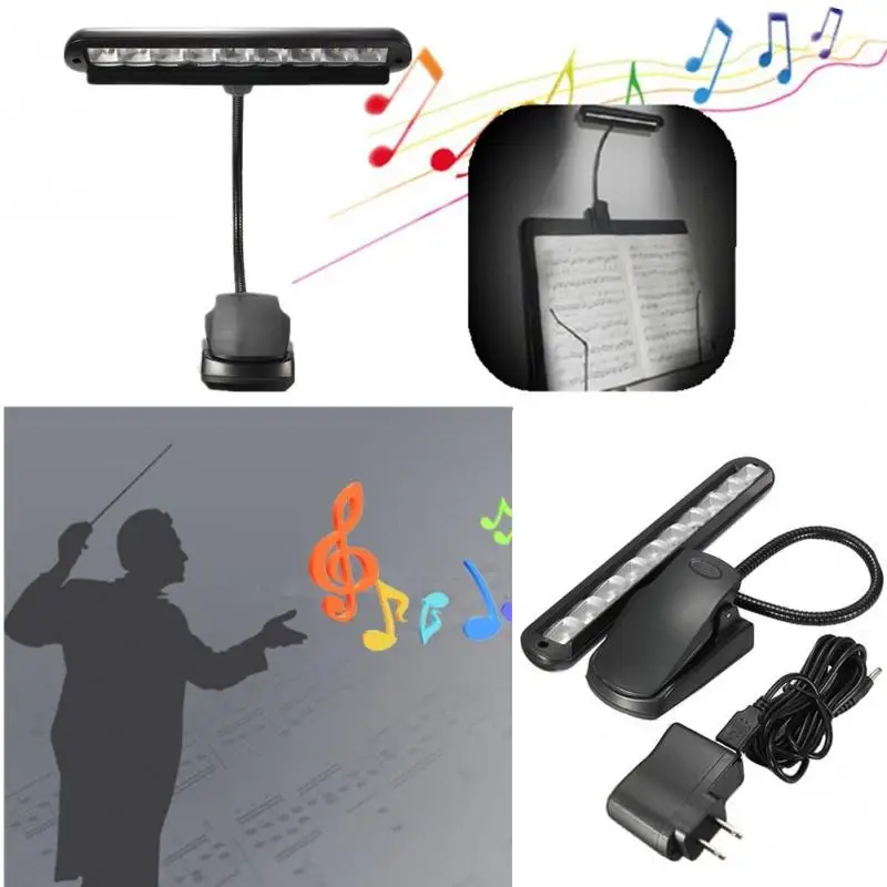  9 LED Clip-on Music Stand Lights Portable Flexible Gooseneck Eye Protection Reading Book Light USB  - 32932712840