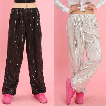 

Top Shining Jazz Dance Costumes Sequin Pant For Adult Women/Men Hip-Hop Street Dj Stage Singer Pole Dancer Stage Costume BL1216