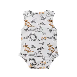 Новорожденных Для маленьких мальчиков девочек динозавр боди Детские комбинезоны Комплект одежды прекрасный мультфильм ткань От 0 до 2 лет