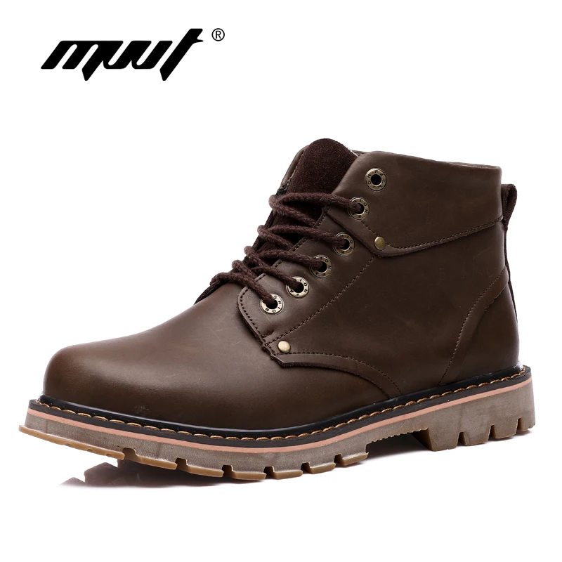 

Genuine Leather Men Boots Men Autumn Boots Water Proof Work Winter Ankle men's velvet Shoes