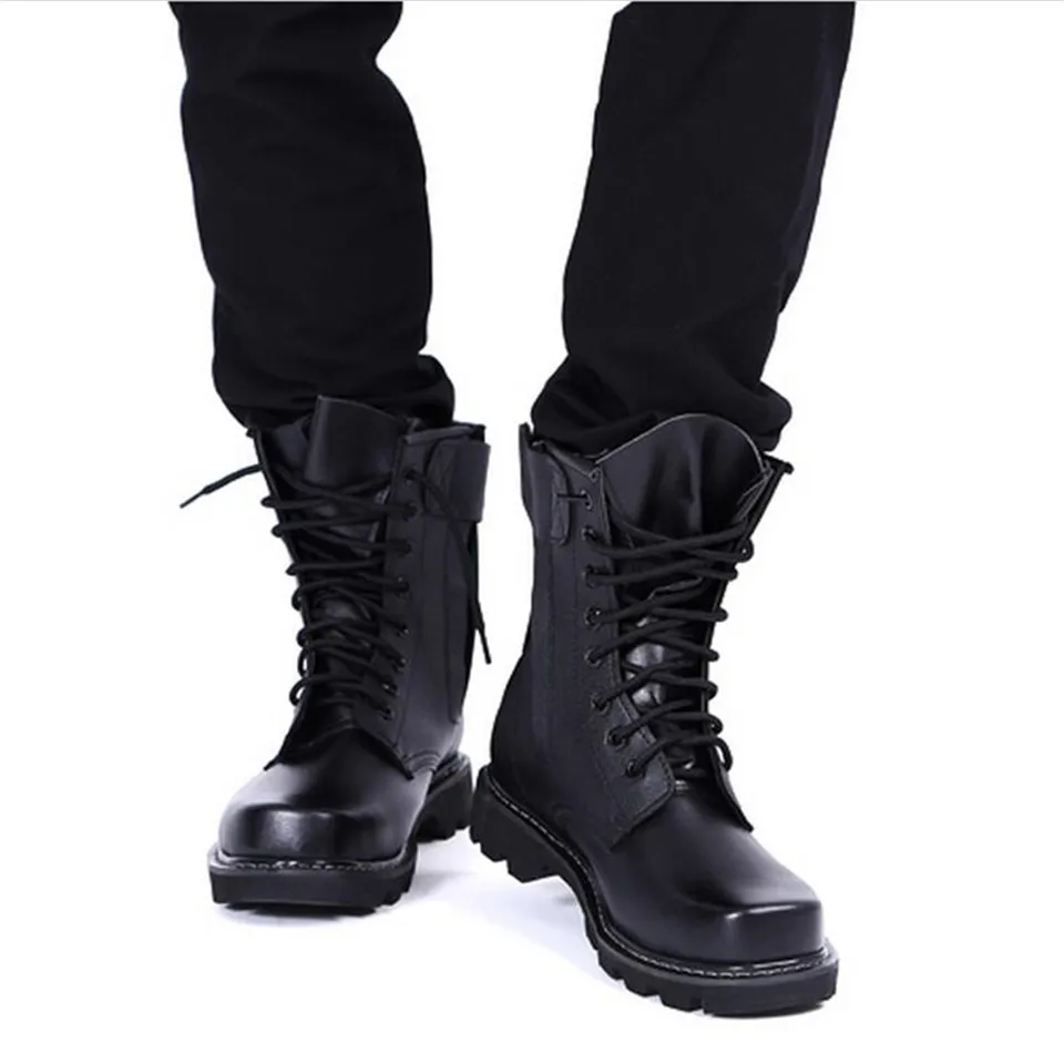 LIN KING/модные мужские ботинки с высоким берцем, на шнуровке, военные армейские ботинки из нержавеющей стали, с круглым носком, противоскользящие уличные военные ботинки