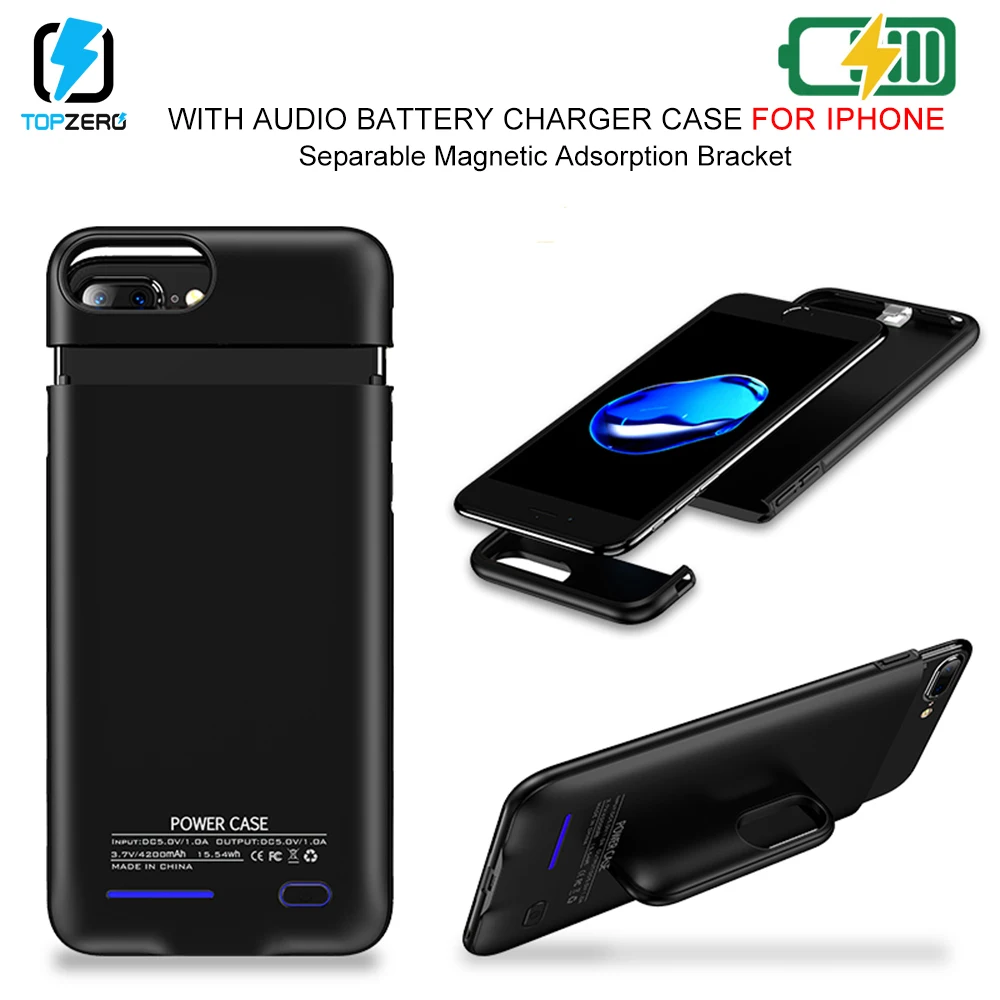 

TOPZERO 5000 mAh With Audio Battery Charger Case For iPhone 6 6S 7 8 X XS XR XS MAS Separable Holder For iPhone 6 6S 7 8 Plus