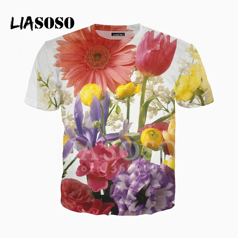 LIASOSO Новый 3D печати для мужчин и женщин с цветочным узором розового цвета желтый