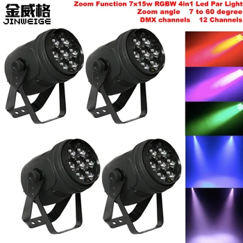 

Free Shipping 4pcs/Lot Zoom 7x15w 4in1 DJ Uplighting Up Light Led par Light DMX512 RGBW Zoom Function 7-60 Degree