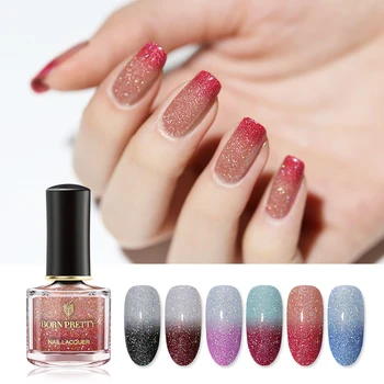 

BORN PRETTY 6ml Thermal Nail Polish Glittering Temperature Color Changing Colorful Nail Art Varnish Design