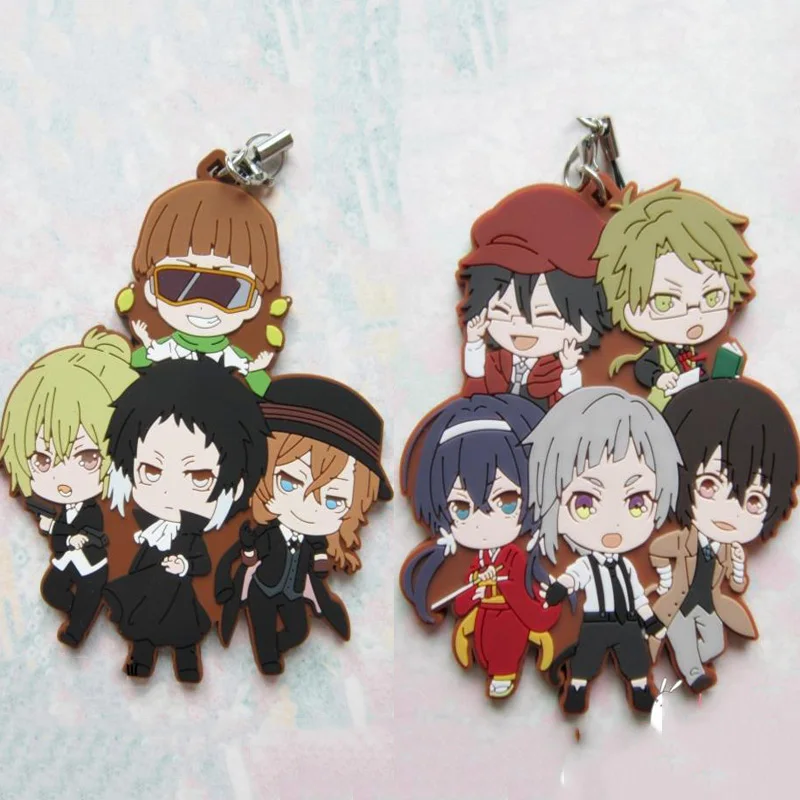 

1pcs 8CM Anime Keychain Bungo Stray Dogs Literary Stray Dogs Atsushi Nakajima Ryunosuke Resin Rubber Keyring Keychain Pendant