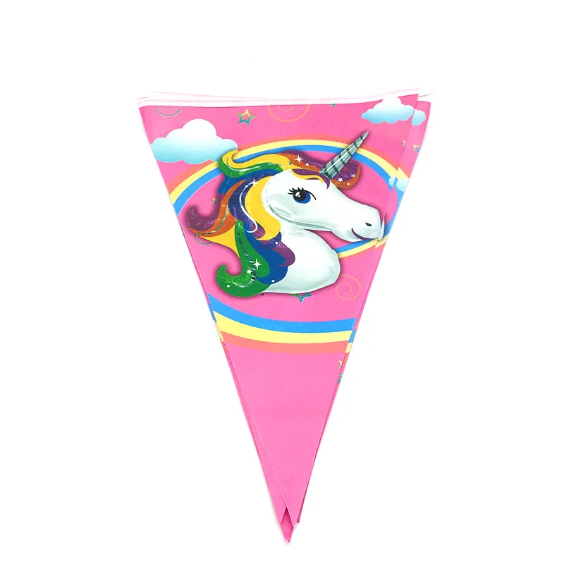 

Unicorn 1Set Banner 10pcs small Flags Baby Birthday Party Supplies Flags Paper Banners Bunting Kids Birthday Party 2.5m