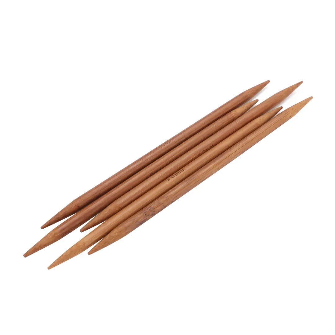 55pcs 5"/13cm Knitting Needles Double Pointed Carbonized Bamboo Smooth Needle Set DIY Sewing Weaving Craft Tools