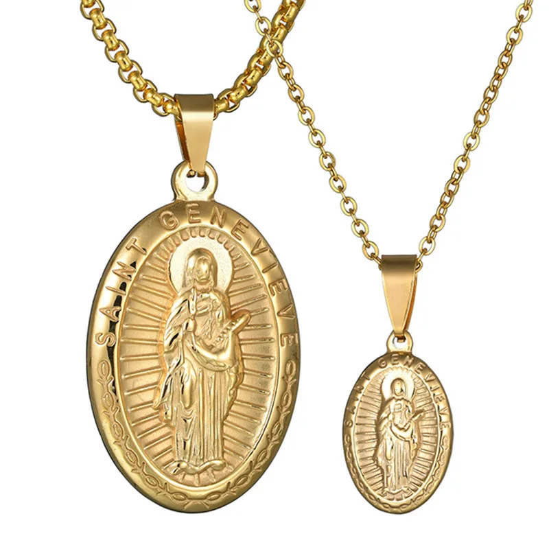

Stainless Steel Necklace for Women Men Virgin Mary Womens Pendant Necklace Gold Silver Filled Jewelry Fashion Gift 2 Size