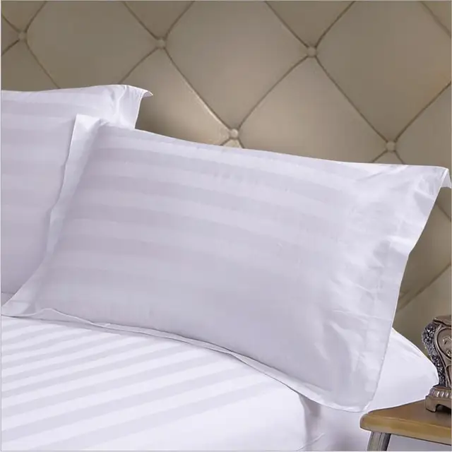 100 Cotton 3CM Stripes Hotel Pillow case, White Square Rectangle