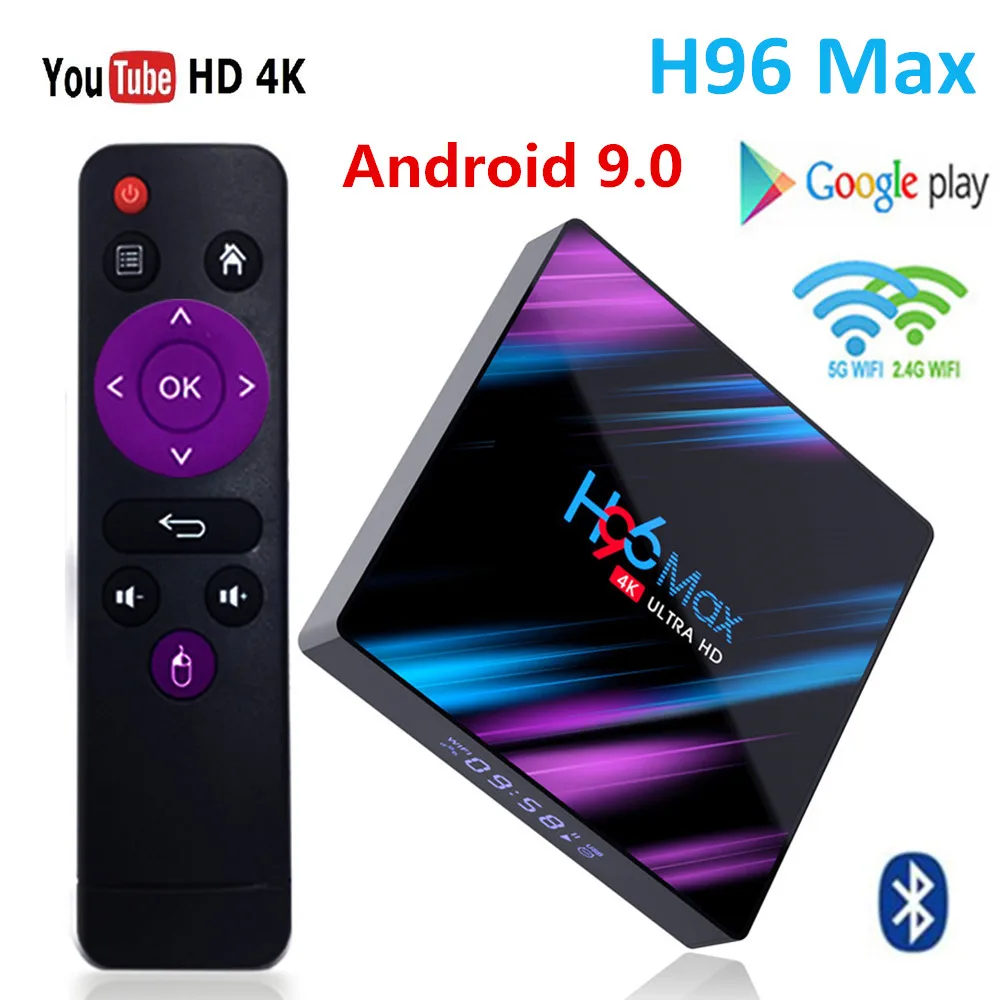 H96 MAX RK3318 Android 9,0 tv Box 4 ГБ ОЗУ 64 ГБ 32 ГБ H.265 медиаплеер 4K голосовой помощник Google Netflix Youtube H96MAX IP tv Box