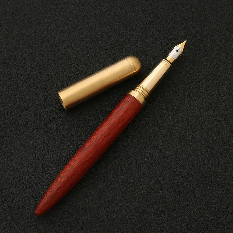 Luxury Brass Fountain Pen Office 0.7mm Ink Pen Student Wood Calligraphy Pens For School Writing Stationery Supplies - Цвет: 01