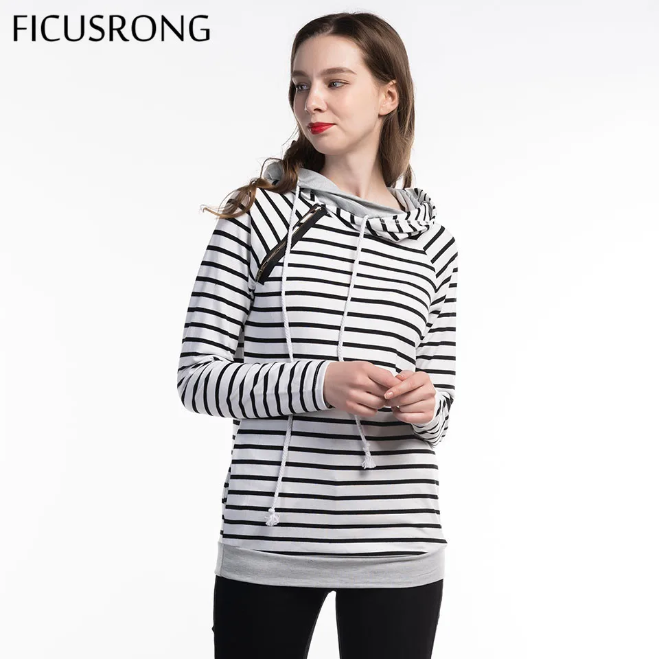 FICUSRONG 2019 Women Hoodies Sweatshirt Spring Autumn Ladies Causal Striped Patchwork Slim Tops Long Sleeve Pullover Coat FICUSRONG 2019 Women Hoodies Sweatshirt Spring Autumn Ladies Causal Striped Patchwork Slim Tops Long Sleeve Pullover Coat