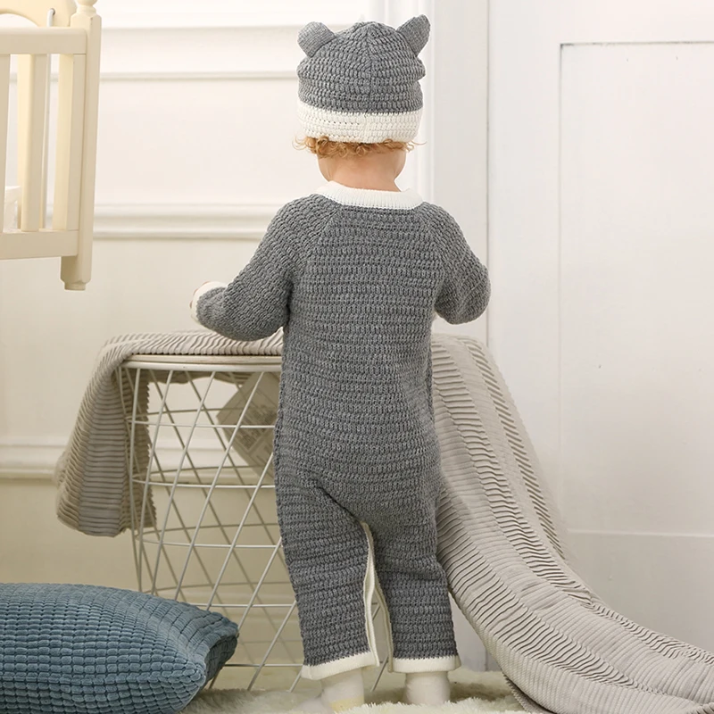 CieiK Baby Clothes Boy Girl Spring Romper+Hat 2 pcslot 2018 Knitted Jumpsuit Newborn Costume Warm Overall Infant Winter Outwear (19)