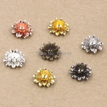 

11*5mm Vintage Filigree 3D Flower Charms Bu Yao Hair Clasp Connectors Wraps Links Blank DIY Findings Multi-color Plated Brass