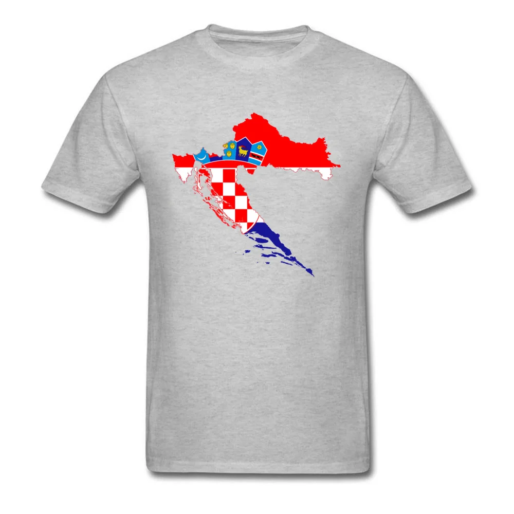 Popular Flag Map Croatia Short Sleeve Tshirts Summer/Fall Crewneck 100% Cotton Fabric Tops Shirts for Men T Shirts comfortable Flag Map Croatia grey
