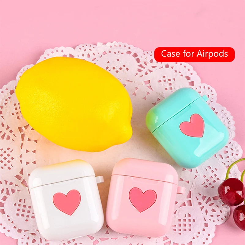 

Lovely Earphone Cases For Apple AirPods Silicone Cover Wireless Bluetooth Headphone Case Cute Heart Love Case For Airpods Skin