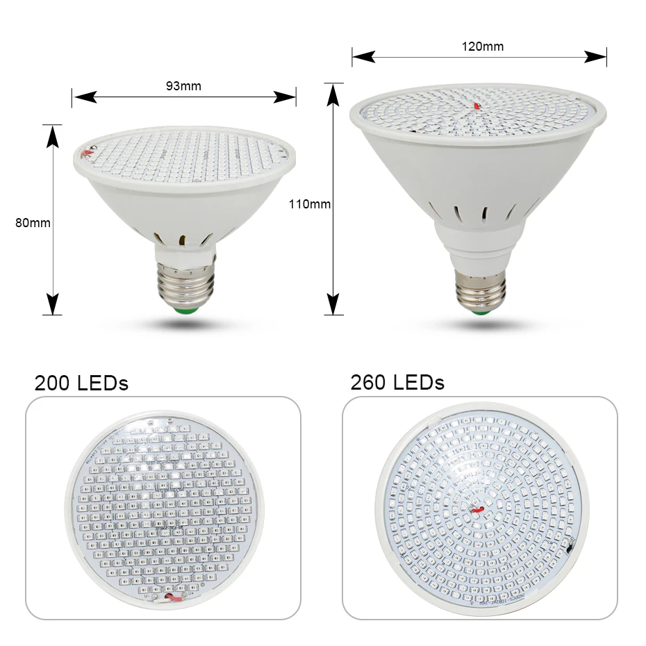 LED Plant Grow Light Bulb 60//126//200//260LED Full Spectrum Lighting Growth Bloom