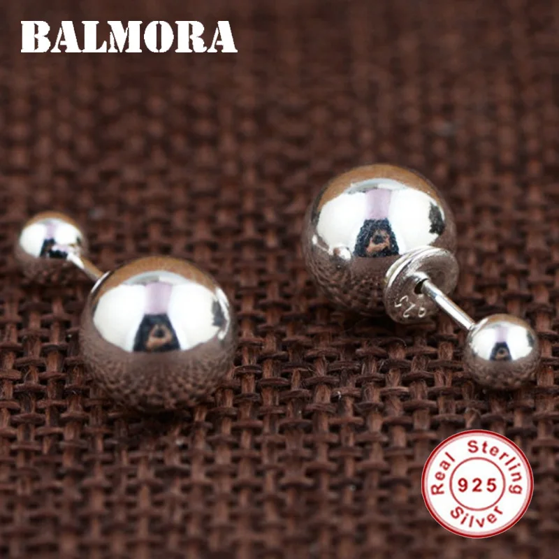 BALMORA Double Ball Earrings 925 Sterling Silver Classic All-match Stud Earrings for Women Lover Gifts Party Jewelry SY31515 BALMORA Double Ball Earrings 925 Sterling Silver Classic All-match Stud Earrings for Women Lover Gifts Party Jewelry SY31515