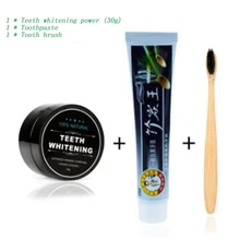 Горячий Натуральный Бамбуковый древесный уголь для отбеливаяни зубов порошок с зубной щеткой зубная паста