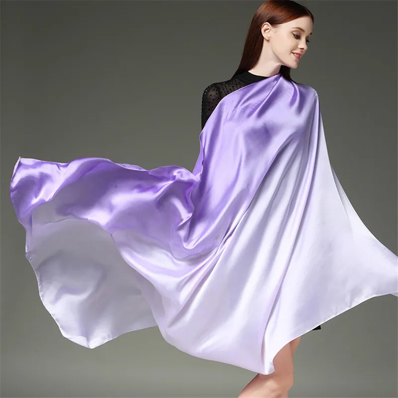 

110*190cm luxury silk scarf women long Gradient Color beach shawl and wraps foulard femme scarves for ladies female pashmina