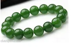 >>>>> 2 шт. Прекрасный красивая природа 10 мм круглый зеленый нефритовый шарик растянуть браслет, браслеты