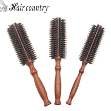 Rolo Rodada Pente Escova Ferramenta Do Cuidado Do Cabelo Punho de Madeira Natural cerdas Escova de Cabelo Encaracolado Fofo Pente Cabeleireiro Ferramenta Barbeiro Pente Roll