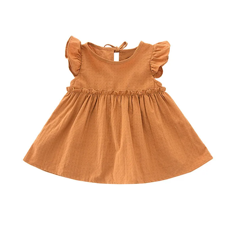 LILIGIRL Ruffle Sleeve Kids Summer Dress for Girls Blouses Tops Linen Elegant Princess Party Dresses Baby Shirts Clothes