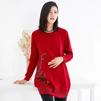 

Women's O-neck Long Sleeve H Style Solid Color Spring and Autumn Maternity Clothings Dresses