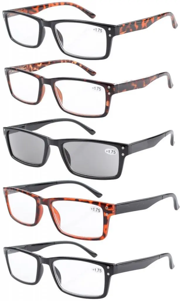 R057 Eyekepper 5-pack весенние шарниры ретро очки для чтения включают очки для чтения+ 100-+ 400 - Цвет оправы: 5 pcs Mix Color