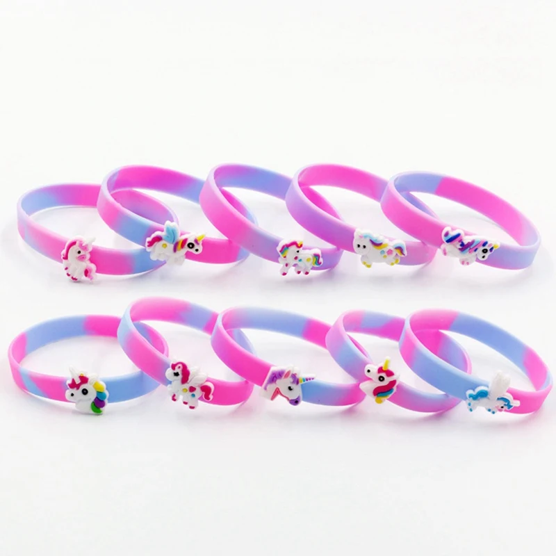 

Random Styles Cute Unicorn Silicone Wristbands Rubber Bracelets Toys For Kids Boys Girls Adults Birthday Christmas Gifts