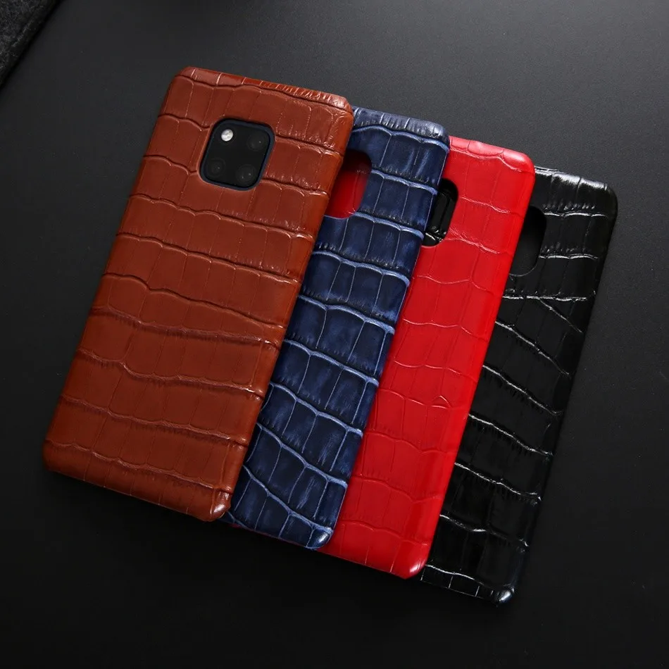 

Genuine Leather Back Cover Case for Huawei, Classic Real Cow Leather Case, 100% Crocodile Grain, Huawei Mate 10 20 Pro 20X