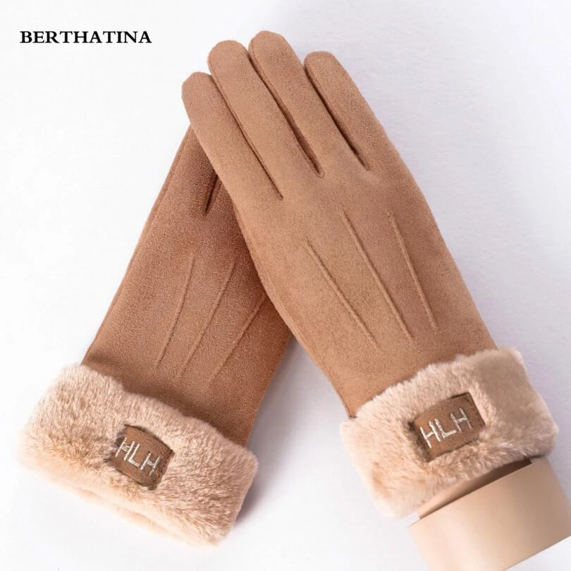 BERTHATINA 2018 новые женские перчатки зимние модные милые замшевые теплые рукавицы из