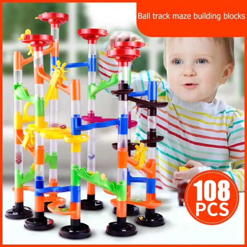 

105PCS DIY Construction Marble Race Run Balls Baby Track Building Block Educational Block Toy For Children Compatible Legoingly