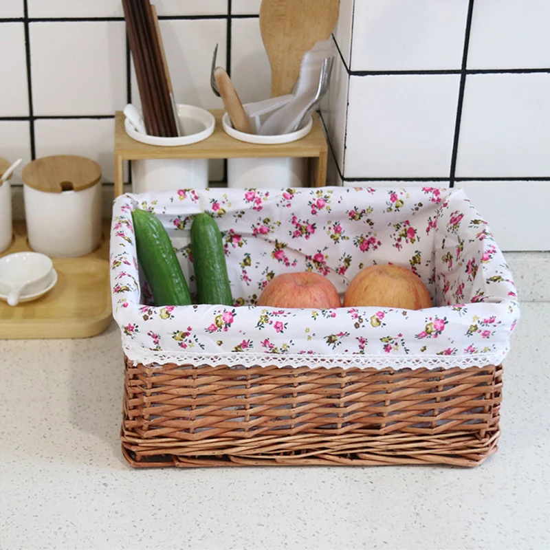 

2019 Fashion Bamboo Weaving Storage Basket Fruit Picnic Basket Rattan Storage Box For Cosmetics Snacks Book Organizer Handiwork
