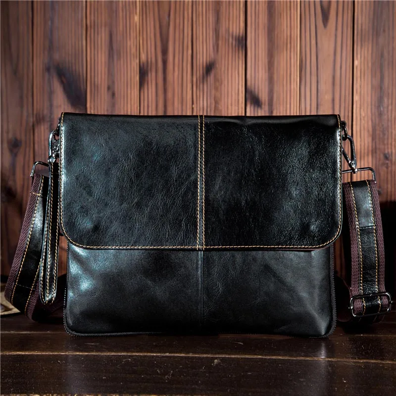 YISHEN Fashion Genuine Leather Men Crossbody Bags Solid Cover Male Travel Shoulder Bags Business Casual Men