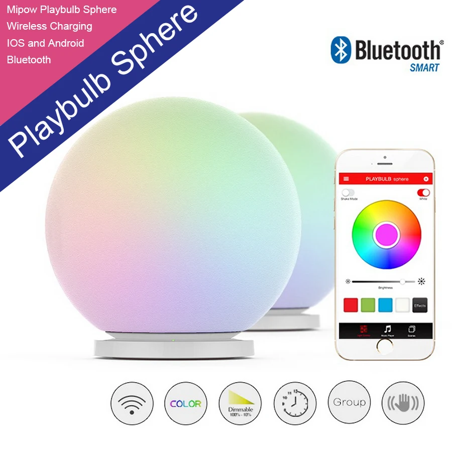 MIPOW PLAYBULB Sphere Smart Color Changing Waterproof Dimmable LED Glass Orb Lig
