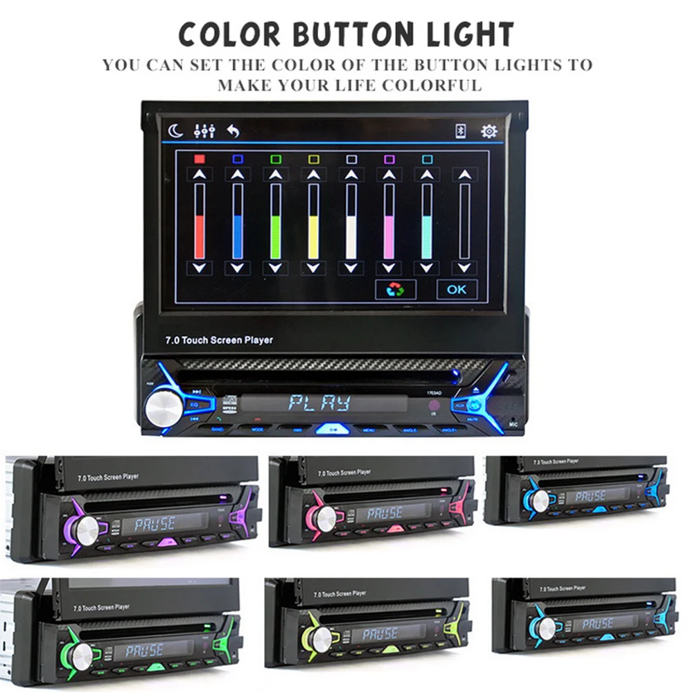 Perfect Auto Multimedia Autoradio 1 Din Car Video MP5 Player 7 Inch HD Touch Screen Bluetooth FM Radio European GPS Map USB Mirror link 12