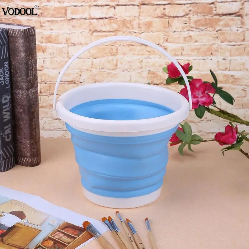 1pc Foldable Adjustable Painting Pencil Storage Holder Bucket Silicone Paint Brush Bucket
