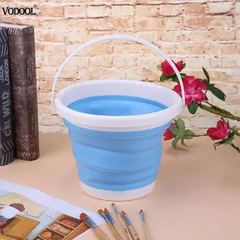 

1pc Foldable Adjustable Painting Pencil Storage Holder Bucket Silicone Paint Brush Bucket Painting Tool Art Painting Supplies