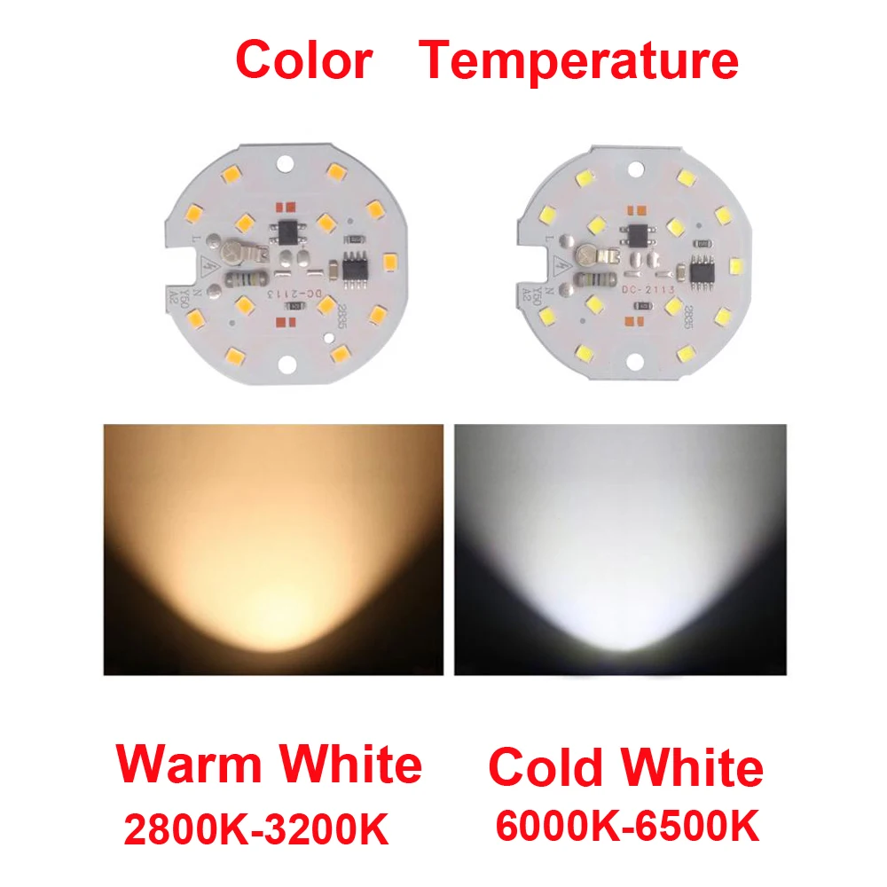 

30PCS/LOT LED SMD Chip Lamp Light 5W 7W 220V Input Directly Smart IC Fit For DIY Downlight Cold white Warmwhite