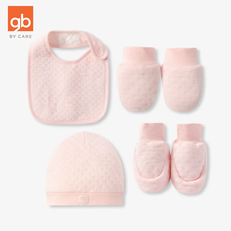 

Goodbaby 4PCS Baby Fashion Keep Warm Set Perimeter Glove Hat Bib Cartoon Pattern Combed Cotton Durable Wearable Accessory Gift