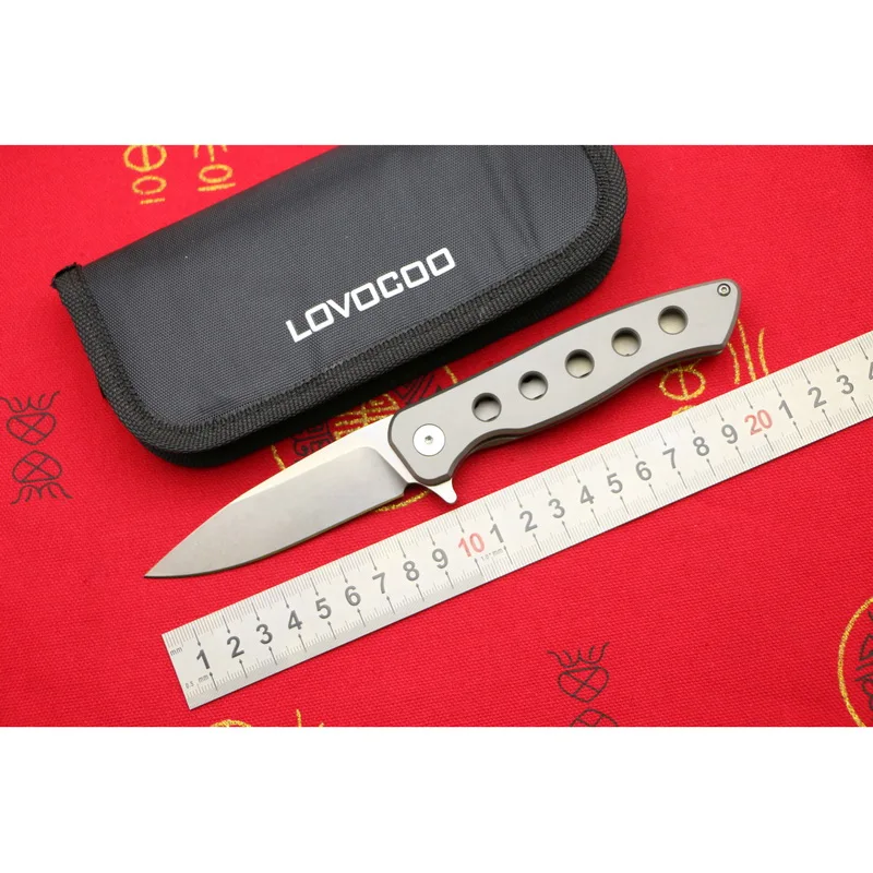 

LOVOCOO A05 9cr18mov blade titanium handle Flipper folding knife Outdoor camping hunting pocket Tactical fruit knives EDC tools