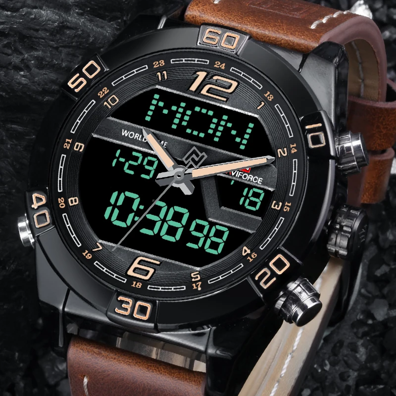 NAVIFORCE Роскошные мужские часы брендовые модные спортивные водонепроницаемые